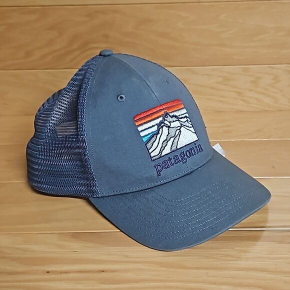 Patagonia Line Logo Ridge LOPRO Trucker Hat Plume Grey Low Crown Snapback - Picture 2 of 6